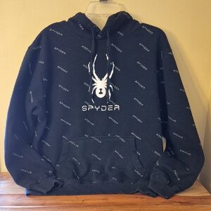 Boy's Spyder Black Logo Hoodie - Sz. L 14/16